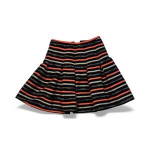 Black & Neon Orange Stripe Yoke Skirt